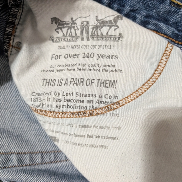 Vintage Levis 505 Regular Fit Straight Leg Blue Denim Jeans Men Size 38X32 - Picture 4 of 5